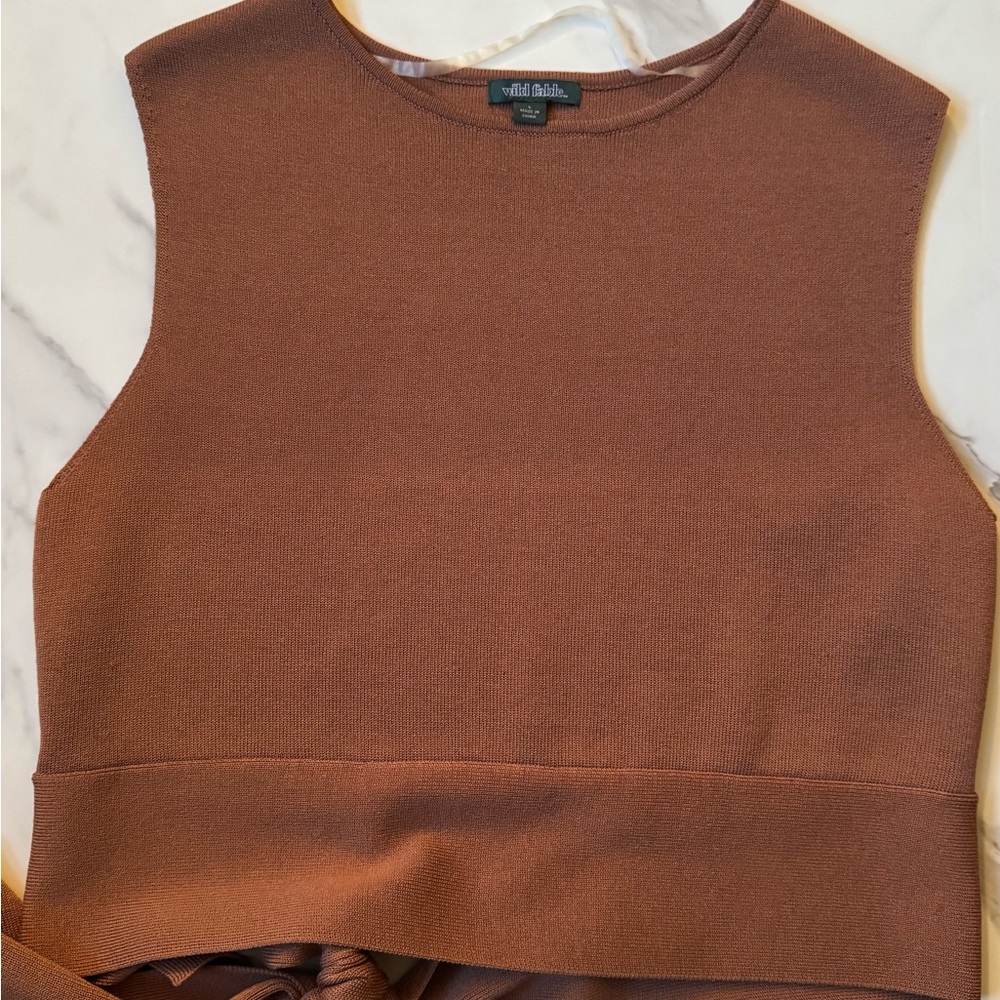 Wild Fable Brown Sleeveless Crop Top
